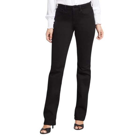 NYDJ Jeans Marilyn Straight Sparkle Bling Studded Pocket Black Silver 14P Petite - Picture 1 of 17